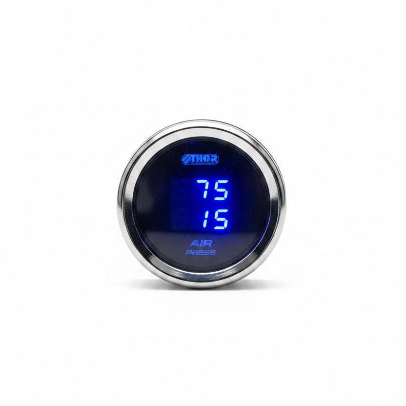 Digital air pressure gauge with blue display